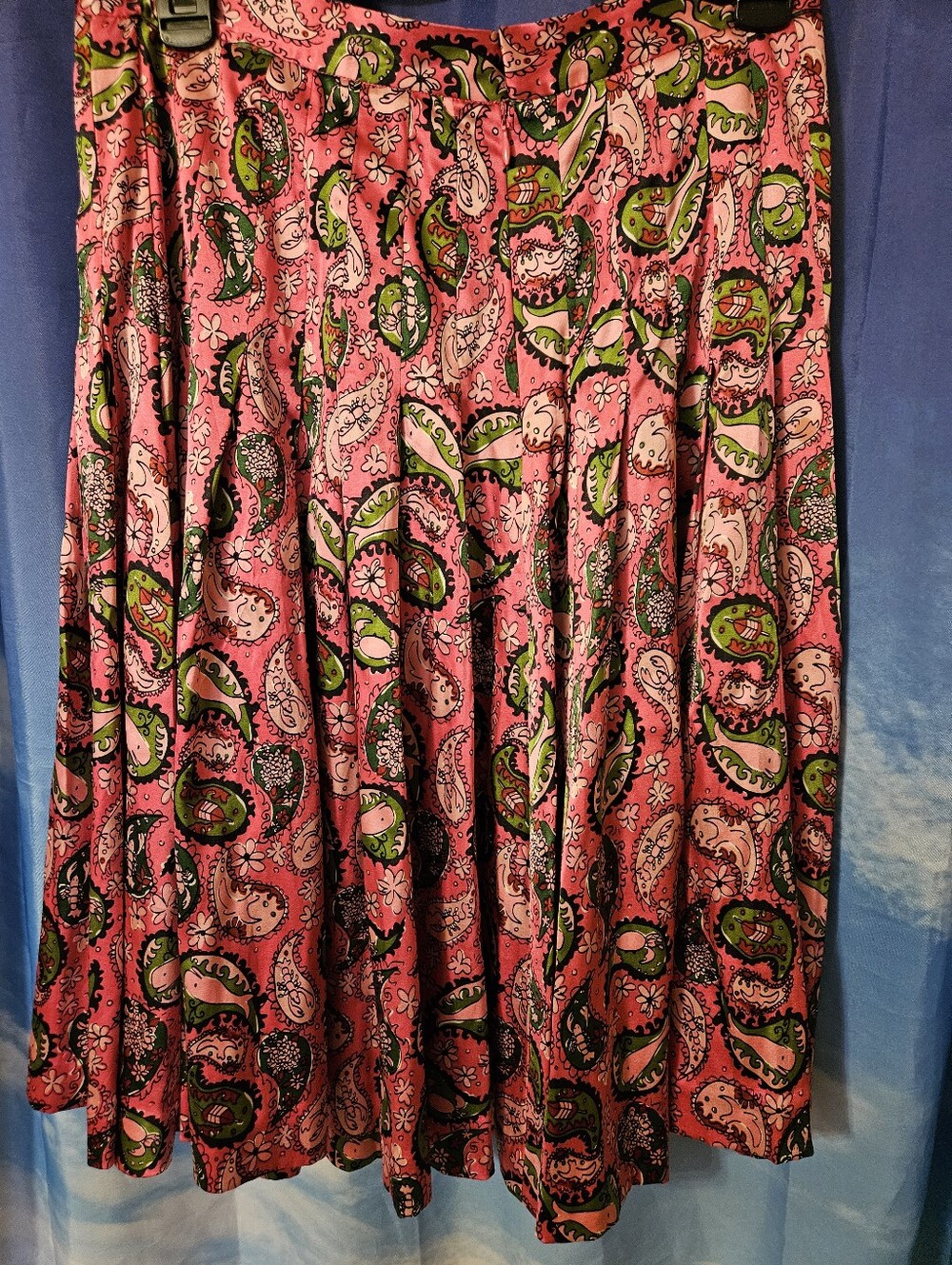 Lilly Pulitzer Pink Paisley Circle Skirt with Green Accents - Picture 2 of 6